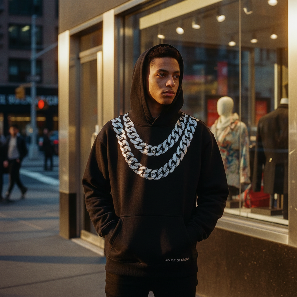 carri-chrome-chain-hoodie lifestyle