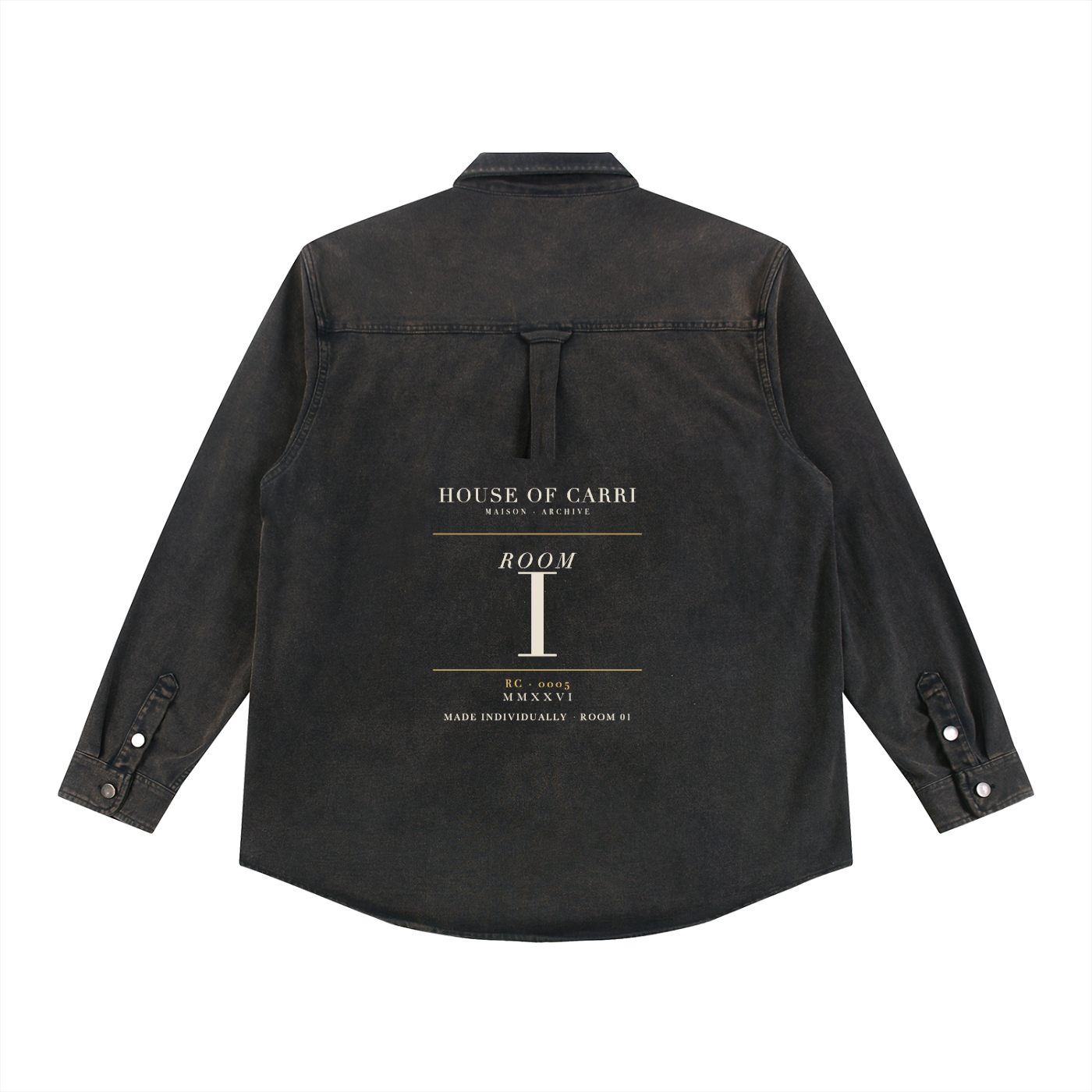 CARRI House Denim Jacket Room 01 washed black back view
